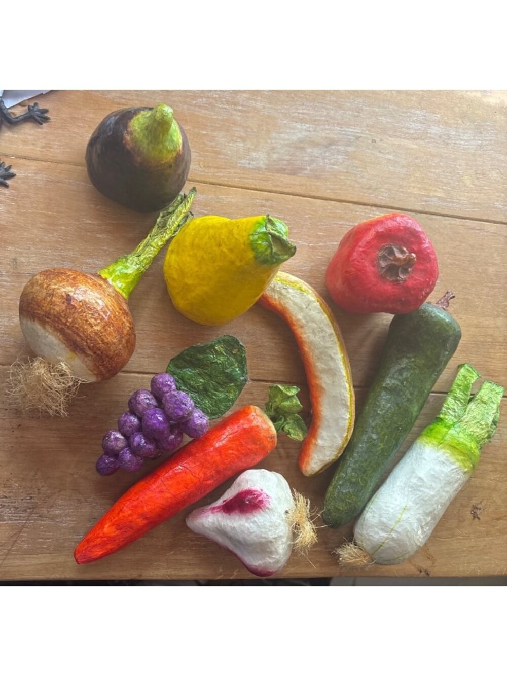 Vintage Mexican Paper-Mache Fruits and Vegetables Set of 10